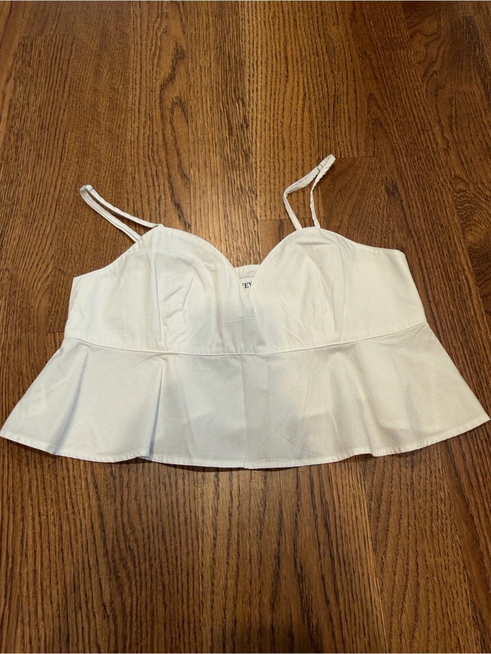 White Peplum Crop Top with Spaghetti Straps